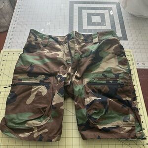 10.Deep Green and Brown Camouflage Cargo Shorts